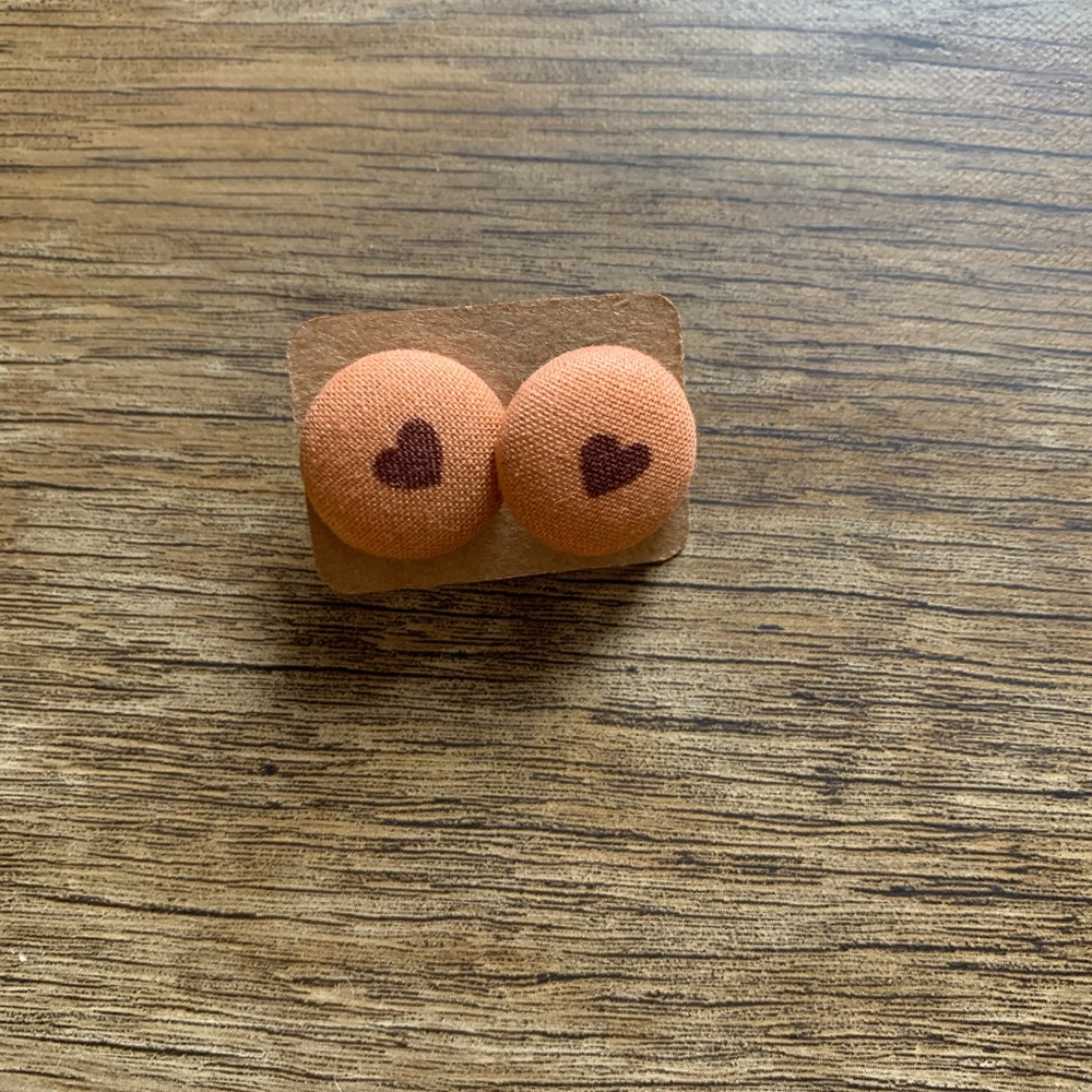 Heart button earrings